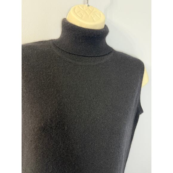 El Daws Cashmere Sweater Turtle Neck Sleeveless Black Soft Sz S - Picture 4 of 8
